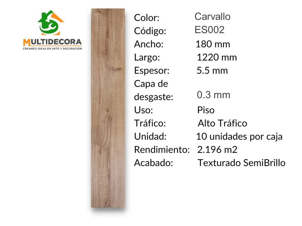$16.990 m² c/IVA Carvallo ES002 5,5 mm 1 $16.990 m² c/IVA Carvallo ES002 5,5 mm
