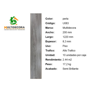 $ 11.500 MT² C/IVA FLOTANTE PERLA U083 8.3 mm