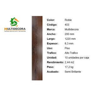 $ 11.500 MT² C/IVA FLOTANTE ROBLE 403 8.3 mm