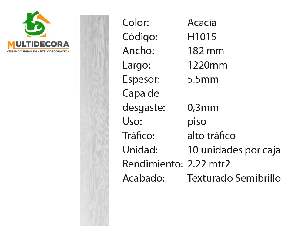 $16.990 MT² C/IVA VINILICO ACACIA 5.5 mm