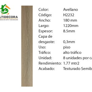 $24.990 MT² C/IVA VINILICO AVELLANO  8.5 mm