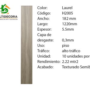 $16.990 MT² C/IVA VINILICO LAUREL 5.5 mm