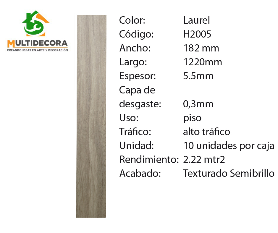 $16.990 m² c/IVA Vinílico Laurel 5,5 mm 1 $16.990 m² c/IVA Vinílico Laurel 5,5 mm