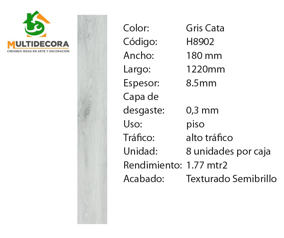 $24.990 m² c/IVA Vinílico Gris Cata 8,5 mm 1 $24.990 m² c/IVA Vinílico Gris Cata 8,5 mm