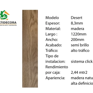 Piso Flotante Desert 8.3mm tono arena