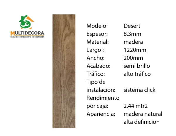 Piso Flotante Desert 8.3mm tono arena