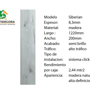 Piso Flotante Siberian 8.3mm madera natural